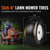 Lawn Mower Tires with Rim, 13x5-6" Tubeless Tractor Tires, 2-Pack Tire and Wheel Assembly, Flat-free PU Tires, 3.25"-5.9" Centered Hub, 3/4" Bushing Size, 20 PCS Adapter for Lawn Mowers Tractors