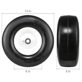 Lawn Mower Tires with Rim, 13x5-6" Tubeless Tractor Tires, 2-Pack Tire and Wheel Assembly, Flat-free PU Tires, 3.25"-5.9" Centered Hub, 3/4" Bushing Size, 20 PCS Adapter for Lawn Mowers Tractors