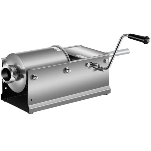 Manual Sausage Stuffer, 3 L / 7 LBS Horizontal Sausage Machine, Dual-Speed Meat Stuffer, Made of Food-Grade 304 Stainless Steel, Includes 5 Stuffing Tubes, for Home Kitchen Restaurant Commercial