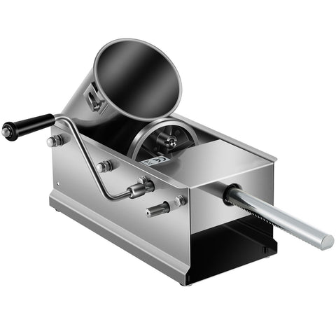 Manual Sausage Stuffer, 3 L / 7 LBS Horizontal Sausage Machine, Dual-Speed Meat Stuffer, Made of Food-Grade 304 Stainless Steel, Includes 5 Stuffing Tubes, for Home Kitchen Restaurant Commercial