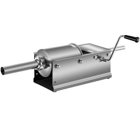Manual Sausage Stuffer, 3 L / 7 LBS Horizontal Sausage Machine, Dual-Speed Meat Stuffer, Made of Food-Grade 304 Stainless Steel, Includes 5 Stuffing Tubes, for Home Kitchen Restaurant Commercial
