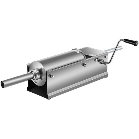 Manual Sausage Stuffer, 5 L / 11 LBS Horizontal Sausage Machine, Dual-Speed Meat Stuffer, Made of Food-Grade 304 Stainless Steel, Includes 5 Stuffing Tubes, for Home Kitchen Restaurant Commercia