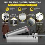 Manual Sausage Stuffer, 7 L / 15 LBS Horizontal Sausage Machine, Dual-Speed Meat Stuffer, Made of Food-Grade 304 Stainless Steel, Includes 5 Stuffing Tubes, for Home Kitchen Restaurant Commercia