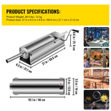 Manual Sausage Stuffer, 7 L / 15 LBS Horizontal Sausage Machine, Dual-Speed Meat Stuffer, Made of Food-Grade 304 Stainless Steel, Includes 5 Stuffing Tubes, for Home Kitchen Restaurant Commercia