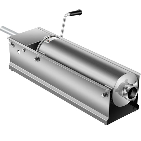 Manual Sausage Stuffer, 7 L / 15 LBS Horizontal Sausage Machine, Dual-Speed Meat Stuffer, Made of Food-Grade 304 Stainless Steel, Includes 5 Stuffing Tubes, for Home Kitchen Restaurant Commercia