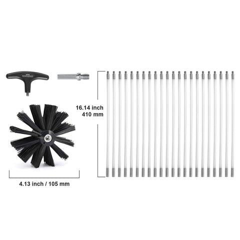 914.4CM Dryer Vent Cleaner Kit, 22 Pieces Duct Cleaning Brush, Reinforced Nylon Dryer Vent Brush, Dryer Cleaning Tools Lint Remover with Flexible Lint Trap Brush, Clamp Connectors