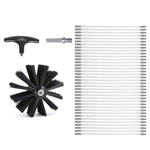 15.24M Dryer Vent Cleaner Kit, 37 Pieces Duct Cleaning Brush, Reinforced Nylon Dryer Vent Brush, Dryer Cleaning Tools Lint Remover with Flexible Lint Trap Brush, Clamp Connectors