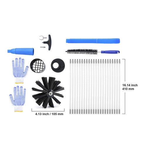 914.4CM Dryer Vent Cleaner Kit, 22 Pieces Duct Cleaning Brush, Reinforced Nylon Dryer Vent Brush with Complete Accessories, Dryer Cleaning Kit with Flexible Lint Trap Brush, Clamp Connectors