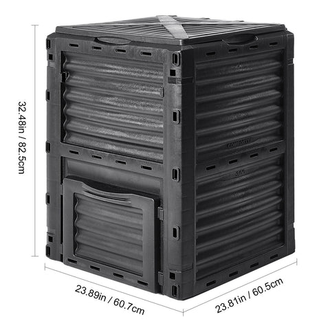 Garden Compost Bin 300 L, BPA Free Composter, Large Capacity Outdoor Composting Bin with Top Lid and Bottom Door, Easy Assembling, Lightweight, Fast Creation of Fertile Soil