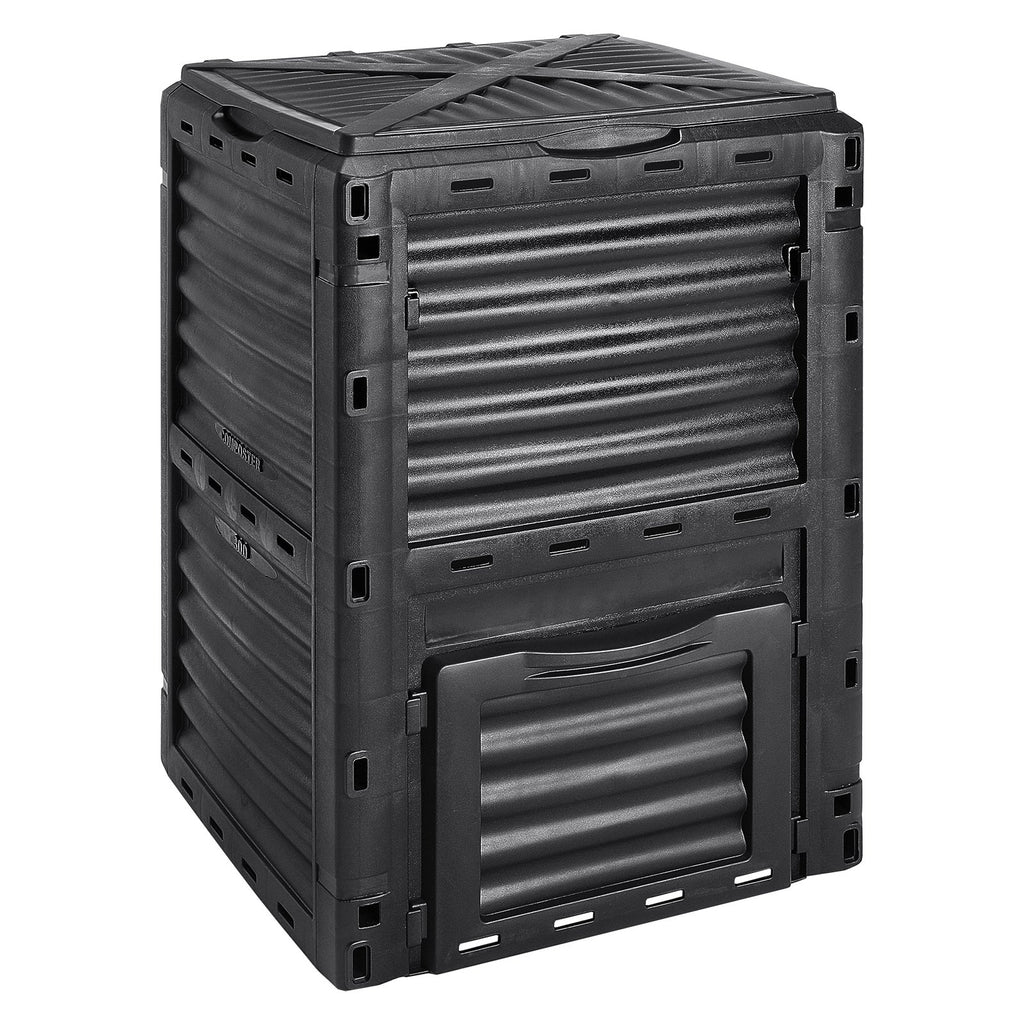 Garden Compost Bin 300 L, BPA Free Composter, Large Capacity Outdoor Composting Bin with Top Lid and Bottom Door, Easy Assembling, Lightweight, Fast Creation of Fertile Soil
