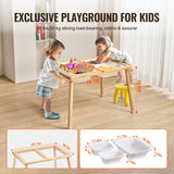 Kids Sensory Table Indoor Wooden Play Sand Water Table with 3 Storage Bins