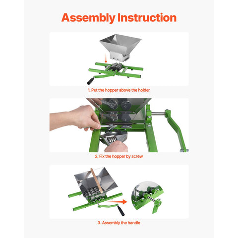 1.8 Gal/7L Fruit and Apple Crusher, Large Manual Grinder, Stainless Steel Fruit Scratter Pulper for Wine Cider Apple Grape Pressing, with Roller Handle for Kitchen Home, Green