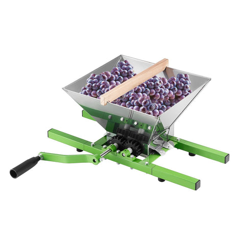 1.8 Gal/7L Fruit and Apple Crusher, Large Manual Grinder, Stainless Steel Fruit Scratter Pulper for Wine Cider Apple Grape Pressing, with Roller Handle for Kitchen Home, Green