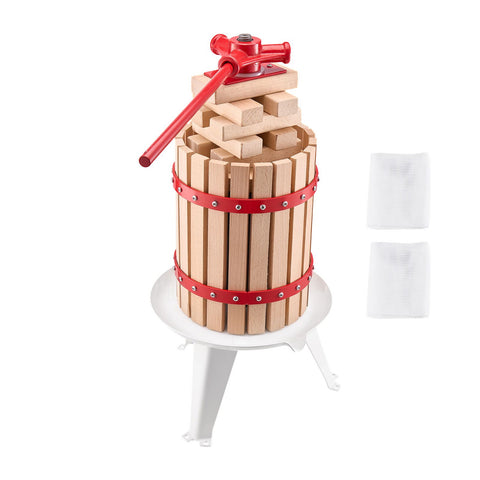 1.6 Gal/6L Fruit Wine Press, Solid Wood Basket with 8 Blocks, Heavy Duty Manual Juice Maker, Cider Apple Grape Tincture Honey Olive Oil Making Press with Handle for Kitchen, Home