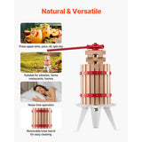 1.6 Gal/6L Fruit Wine Press, Solid Wood Basket with 8 Blocks, Heavy Duty Manual Juice Maker, Cider Apple Grape Tincture Honey Olive Oil Making Press with Handle for Kitchen, Home