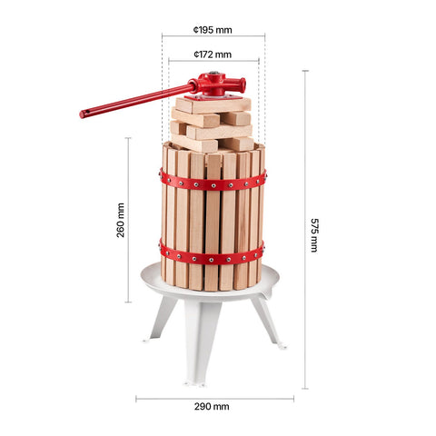 1.6 Gal/6L Fruit Wine Press, Solid Wood Basket with 8 Blocks, Heavy Duty Manual Juice Maker, Cider Apple Grape Tincture Honey Olive Oil Making Press with Handle for Kitchen, Home