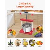 0.8 Gal/3L Fruit Wine Press, 2 Stainless Steel Barrels, Manual Juice Maker, Cider Apple Grape Tincture Honey Olive Oil Making Press with T-Handle for Outdoor Kitchen Home