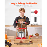 0.8 Gal/3L Fruit Wine Press, 2 Stainless Steel Barrels, Manual Juice Maker, Cider Apple Grape Tincture Honey Olive Oil Making Press with T-Handle for Outdoor Kitchen Home