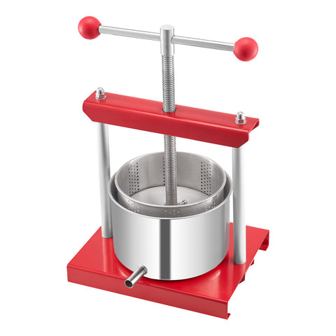0.8 Gal/3L Fruit Wine Press, 2 Stainless Steel Barrels, Manual Juice Maker, Cider Apple Grape Tincture Honey Olive Oil Making Press with T-Handle for Outdoor Kitchen Home
