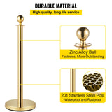 4PCS Gold Stanchion Posts Queue, 38 Inch Red Velvet Rope, Crowd Control Barriers Queue Line Rope, Barriers for Party Supplies