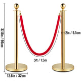 4PCS Gold Stanchion Posts Queue, 38 Inch Red Velvet Rope, Crowd Control Barriers Queue Line Rope, Barriers for Party Supplies