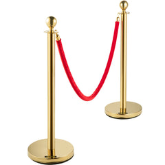VEVOR 4PCS Gold Stanchion Posts Queue, 38 Inch Red Velvet Rope, Crowd Control Barriers Queue Line Rope, Barriers for Party Supplies
