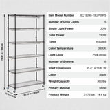 Plant Stand with Grow Light 6 Tiers 180W 180 cm Indoor Plant Grow Shelf