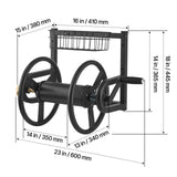 Wall Mounted Garden Hose Reel 125ft 5/8 in Metal Hose Reel with Basket