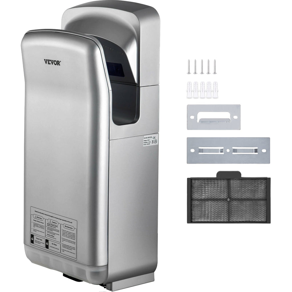 Jet Hand Dryer Blade Hand Dryer Automatic High Speed for Washroom Silver