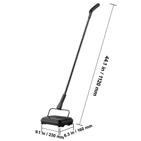 Carpet Sweeper, 200 mm Sweeping Paths, Floor Sweeper Manual Non Electric, 300 ml Dustbin Capacity with Comb for Home Office Rugs Hardwood Surfaces Wood Floors Laminate, Cleans Dust Pet Hair