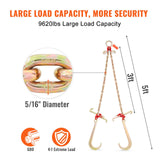 V-Chain Bridle, 4364 kg Working Load Limit, 8 x 914.4 mm G80 Tow Chain with RTJ Cluster Hooks, DOT Certified, Galvanized Coating Manganese Steel & D-Shackle, for Lifting & Moving Activities