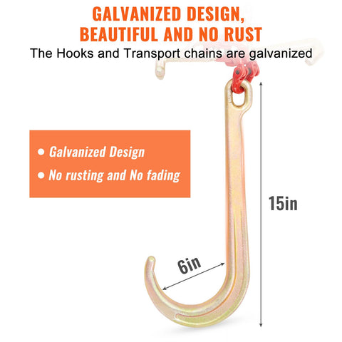 V-Chain Bridle, 4364 kg Working Load Limit, 8 x 914.4 mm G80 Tow Chain with RTJ Cluster Hooks, DOT Certified, Galvanized Coating Manganese Steel & D-Shackle, for Lifting & Moving Activities