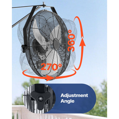 615mm Industrial Wall Mount Fan 3 Speed 4650 CFM for Garage Greenhouse
