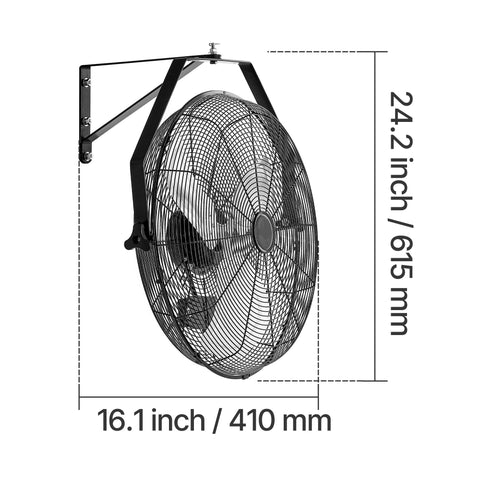615mm Industrial Wall Mount Fan 3 Speed 4650 CFM for Garage Greenhouse