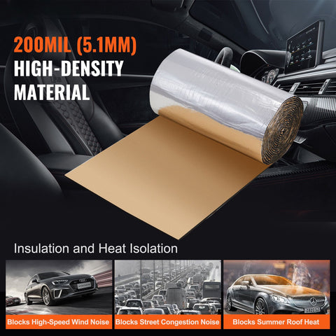 Car Sound Deadening Mat, 200 mil 3.3sq.m Automotive Sound Deadener, High Density Foam Sound Deadener Material & Heat Barrier, Double Layer Waterproof Structure Acoustic Insulation Mat