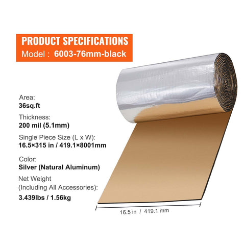 Car Sound Deadening Mat, 200 mil 3.3sq.m Automotive Sound Deadener, High Density Foam Sound Deadener Material & Heat Barrier, Double Layer Waterproof Structure Acoustic Insulation Mat