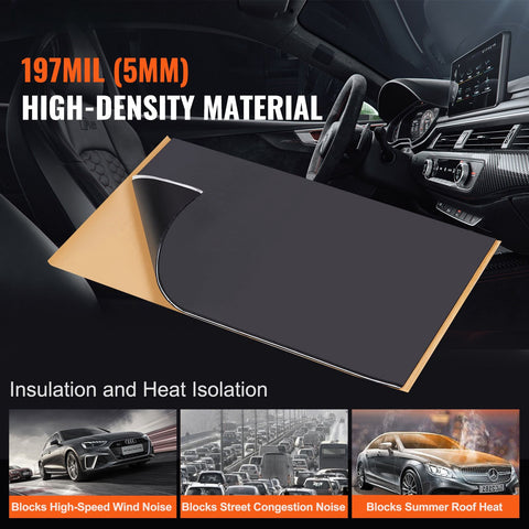Car Sound Deadening Mat, 200 mil 2.3sq.m Car Sound Dampening Material, Butyl Automotive Sound Deadener, Noise Insulation and Vibration Dampening Material for Car