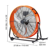 Drum Fan 24 In High Velocity Industrial Infinitely Variable Speed 7935CFM