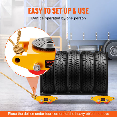 Machinery Skate Dolly Machinery Mover 13200lbs/6T Carbon Steel 4 PU Wheels