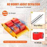 4PCS Machinery Skate Dolly, 17637LBS/8T Industrial Machinery Mover, Heavy Duty Carbon Steel Machinery Moving Skate with 4 PU Wheels and 360° Rotation Non-Slip Cap for Warehouse Workshop Factory
