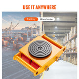 4PCS Machinery Skate Dolly, 17637LBS/8T Industrial Machinery Mover, Heavy Duty Carbon Steel Machinery Moving Skate with 4 PU Wheels and 360° Rotation Non-Slip Cap for Warehouse Workshop Factory