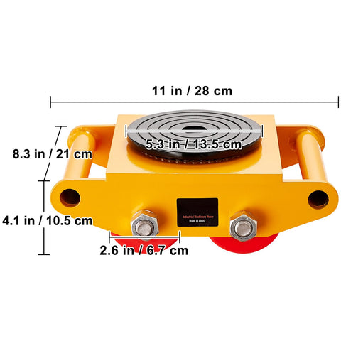 4PCS Machinery Skate Dolly, 17637LBS/8T Industrial Machinery Mover, Heavy Duty Carbon Steel Machinery Moving Skate with 4 PU Wheels and 360° Rotation Non-Slip Cap for Warehouse Workshop Factory