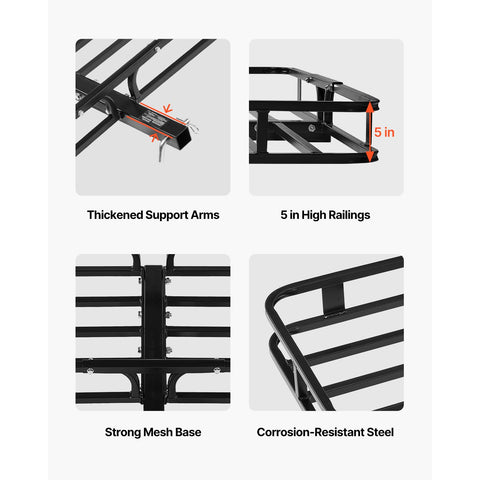 53" x 19" x 5", Hitch Cargo Carrier, 500 lbs Capacity Hitch Cargo Carrier with Hitch Stabilizer & Ratchet Straps, Hitch Mount Cargo Carrier with Cargo Net with Hook, Fit for SUVs