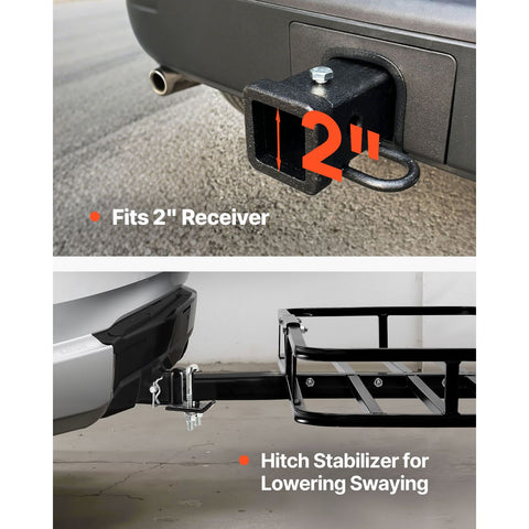 53" x 19" x 5", Hitch Cargo Carrier, 500 lbs Capacity Hitch Cargo Carrier with Hitch Stabilizer & Ratchet Straps, Hitch Mount Cargo Carrier with Cargo Net with Hook, Fit for SUVs