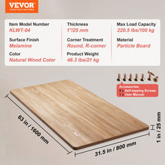 VEVOR Table Top, 63" x 31.5" x 1", 220.5 lbs Load Capacity, Universal One-Piece Particle Board Desktop for Height Adjustable Electric Standing Desk Frame, Rectangular Countertop for Home & Office Desk