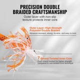 Double Braided Polyester Rope, 12.7 mm x 36.57 m, 48 Strands, 35.58kN Breaking Strength Outdoor Climbing Rope, Arborist Rigging Rope for Rock Hiking Camping Swing Rappelling Rescue, Orange/Black