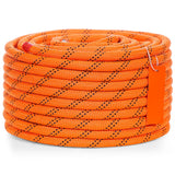 Double Braided Polyester Rope, 12.7 mm x 36.57 m, 48 Strands, 35.58kN Breaking Strength Outdoor Climbing Rope, Arborist Rigging Rope for Rock Hiking Camping Swing Rappelling Rescue, Orange/Black