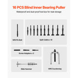 Blind Hole Bearing Puller Set, 16-in-1 Inner Bearing Race and Seal Extractor Kit, 16 PCS Slide Hammer Pilot Insert Inner Internal Bearing Removal Tool Set with 10 Split Collets and Counterstay