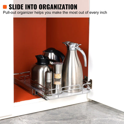 Pull Out Cabinet Under Sink Organizer 11 x 21 Inch Wire Drawer Basket