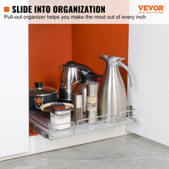 VEVOR 34x53 cm Pull Out Cabinet Organizer, Heavy Duty Slide Out Pantry Shelves, Chrome-Plated Steel Roll Out Drawers, Sliding Drawer Storage for Home, Inside Kitchen Cabinet, Bathroom, Under Sink